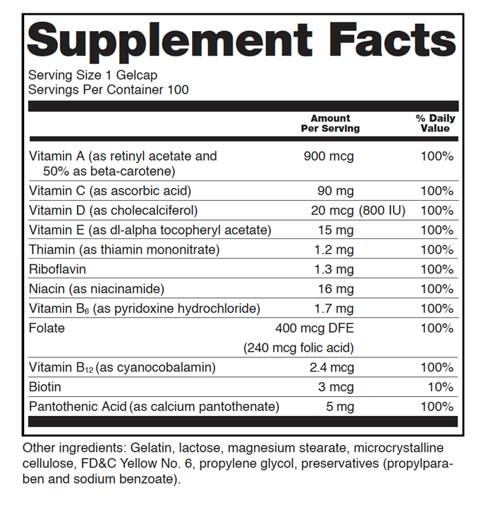 Image of a Supplemental Facts label found on dietary products.