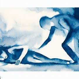 Watercolor image of person reaching out to help another individual on the ground